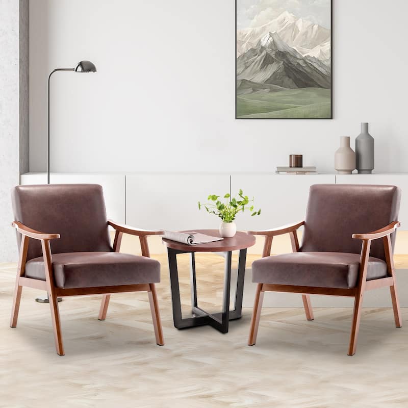 Modern Wingback Tech Cloth Accent Chair with Solid Wood Frame