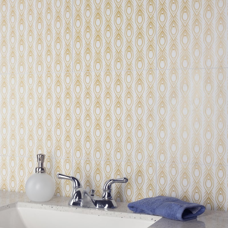 Merola Tile Art Deco Daiquiri White 11-3/4" x 11-3/4" Porcelain Floor and Wall Tile