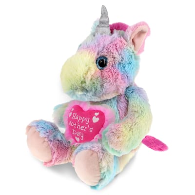 DolliBu Happy Mother’s Day Super Soft Plush Sitting Rainbow Unicorn - 10 inches