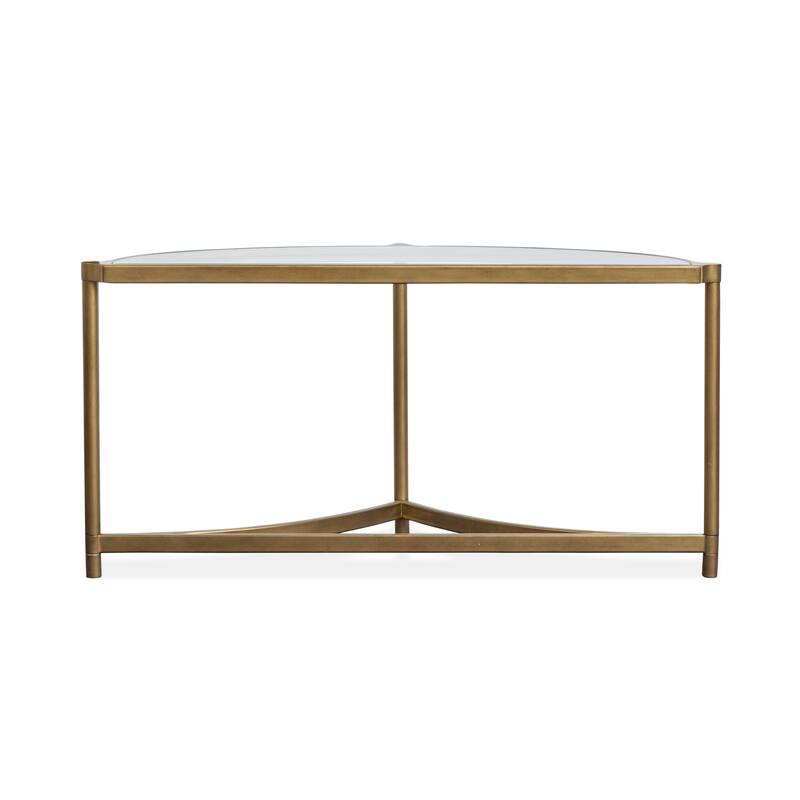 Magnussen Home Cassidy Aged Brass and Volakas Classic Demilune Sofa Table - 53.63''W x 18.75''D x 27''H
