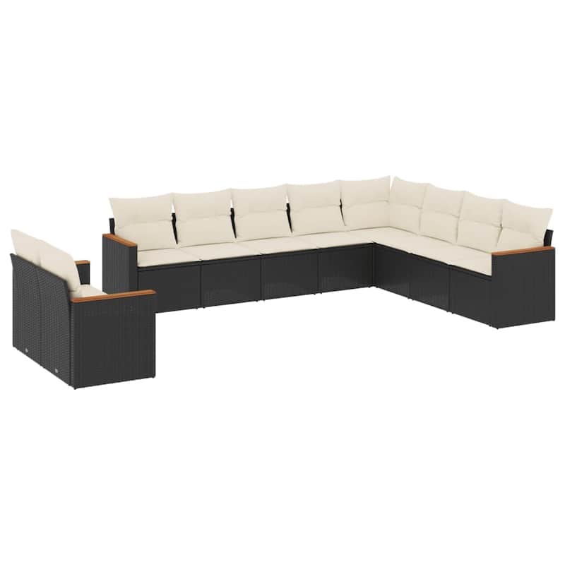 vidaXL Patio Sofa Set with Cushions Outdoor Conversation Furniture Poly Rattan