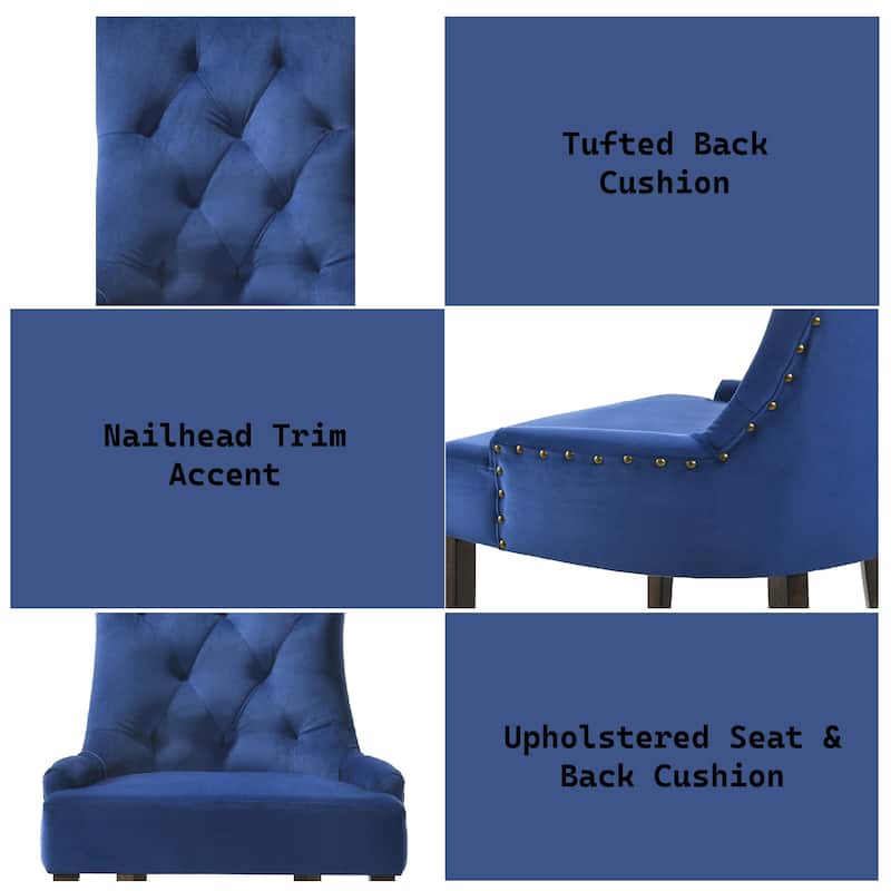 Farren Blue Velvet & Weathered Oak Finish Side Chair (Set of 2)