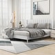 preview thumbnail 85 of 145, Alazyhome Upholstered Platform Bed Frame White Linen - King