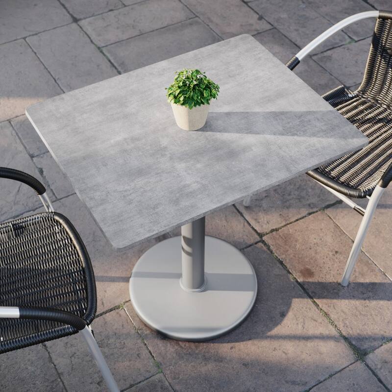 Commercial All-Weather HPL Tabletop with Round Base - 29.75"W x 23.75"D x 29.5"H