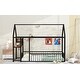 preview thumbnail 18 of 16, Black Twin Size Metal Bed Frame with Desk, House Bed with Shelves and USB Ports