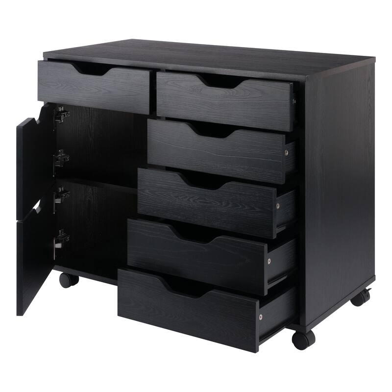 6-Drawer Storage Mobile Cabinet Set - 32" - Black