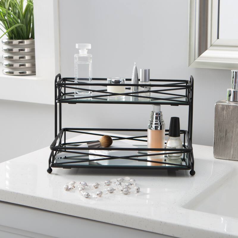 Home Details 2 Tier Vanity Tower in Matte Black