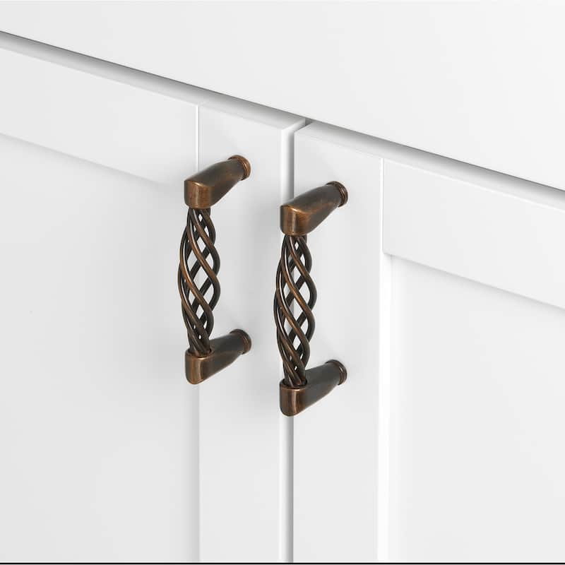 GlideRite 3-3/4-inch Screw Center Twisted Birdcage Cabinet Hardware Pull - Rustic Bronze (Pack of 10)