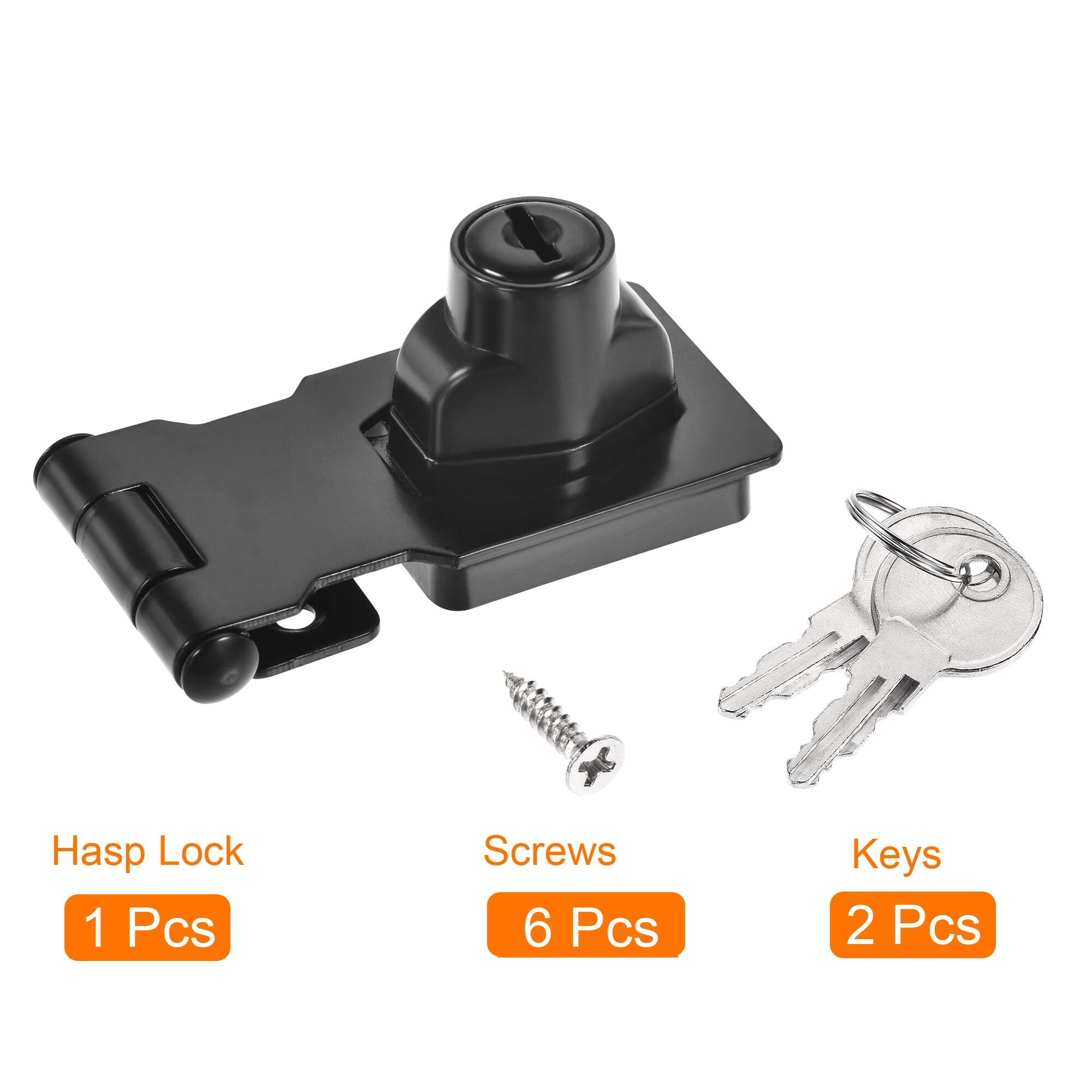 MUKLEI 2.5-Inch Keyed Hasp Lock – 5-Pack Twist Knob Locking Hasp With Keys & Screws, Matte Black For Cabinets, Doors, Boxes