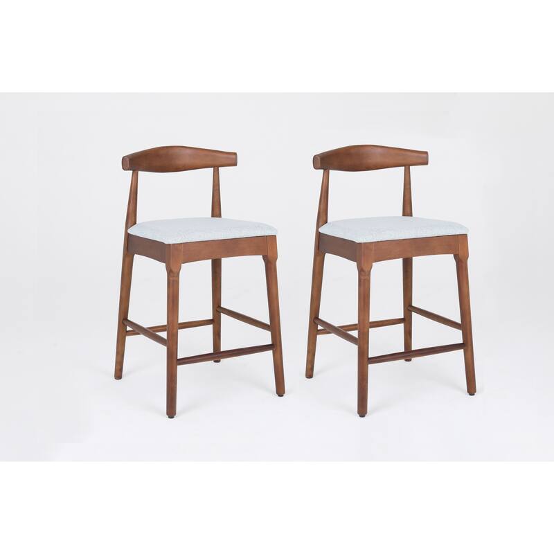 Mid-Century Modern Design Solid Wood 24" Counter Stools ,Upholstered Counter Stools with Wood Legs,Set of 2