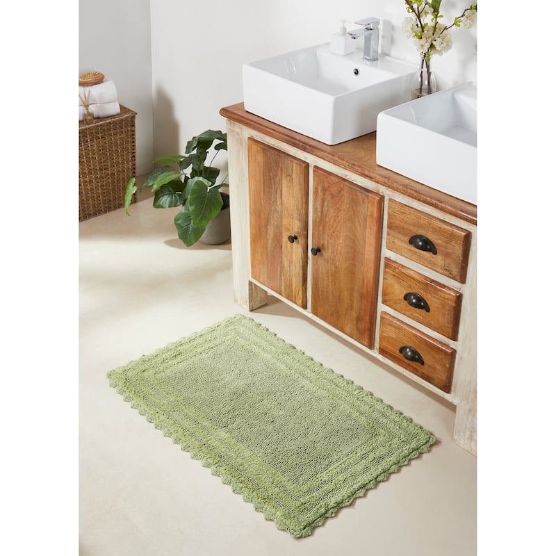 Better Trends Bath Rugs Set 100% Cotton Soft & Water Absorbent Tufted Bathroom Rug for Shower, Sink Bath Mats Lilly Crochet