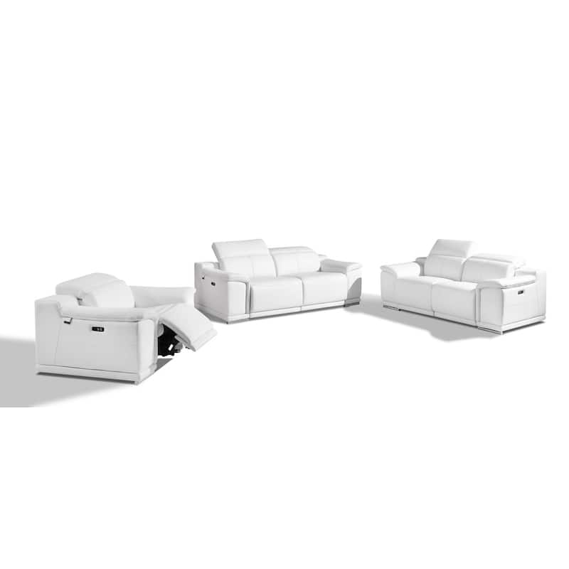 HomeRoots Three Piece Indoor White Italian Leather Six Person Seating Set
