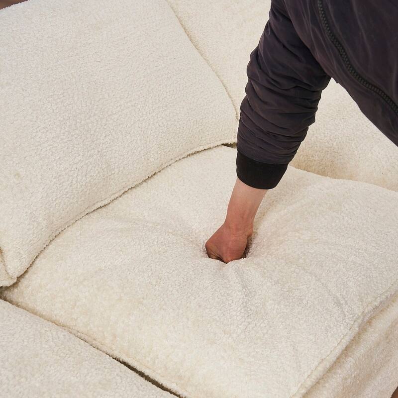 102" Three-seat Chenille L-shaped Sectional Sofa with Ottoman