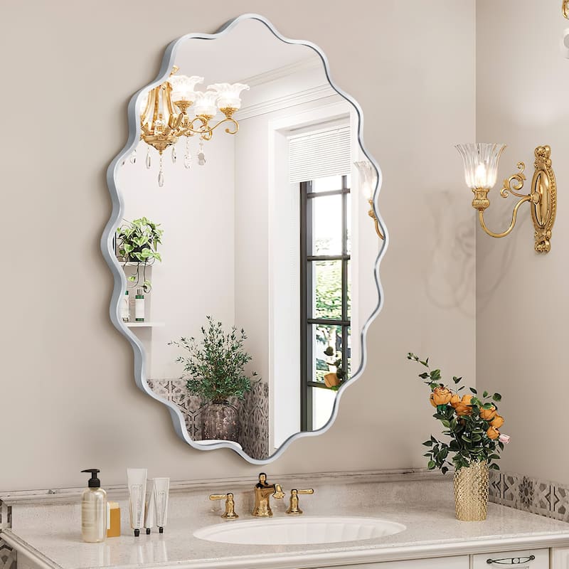 ALuminum Alloy Framed Wavy Oval Wall Mirror