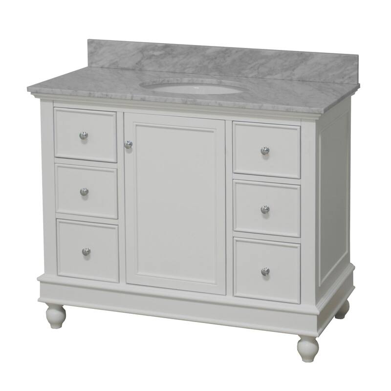KitchenBathCollection Bella 42" Bathroom Vanity with Carrara Marble Top