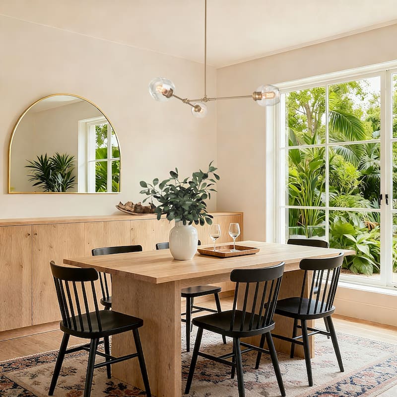 Mid-Century Modern 3-Light Gold Chandelier Island Light for Dining Room - 31.5"W x 29.5"H