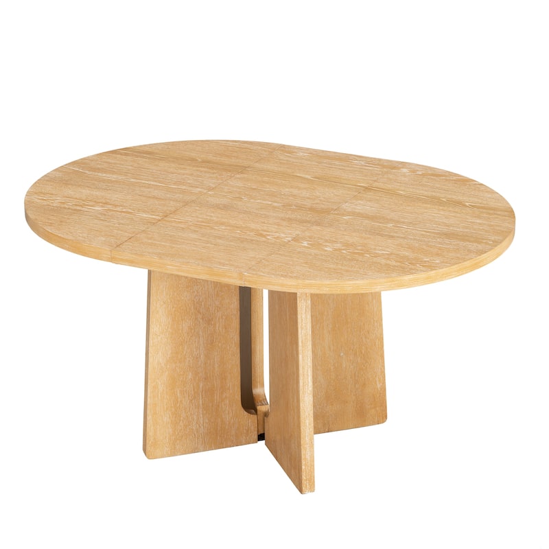 Solid Wood Round Dining Table with Removable Leaf - 16" Extendable Kitchen & Living Room Table