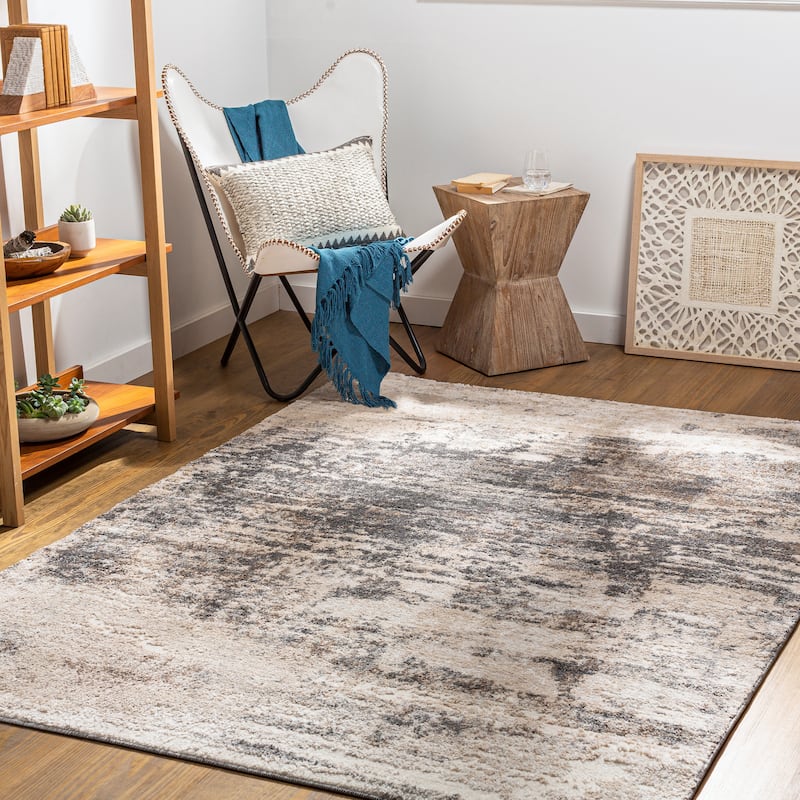 Livabliss Bethanne Modern Abstract Area Rug - Khaki - 5' 3" x 7' 3"