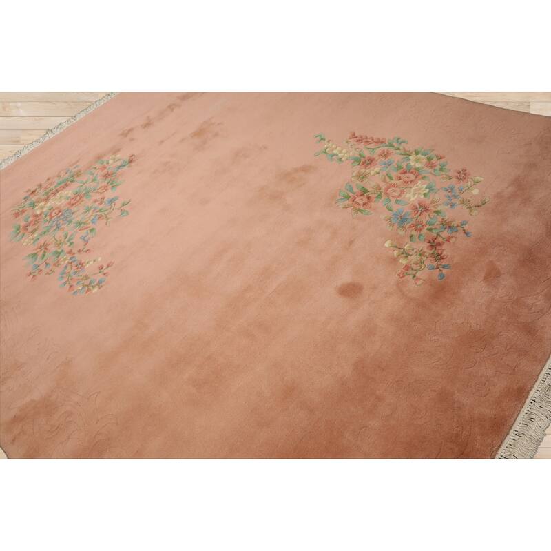 8x10 Hand Knotted Wool Rose French Aubusson Savonnerie Plush Pile Rug - 8' x 10'