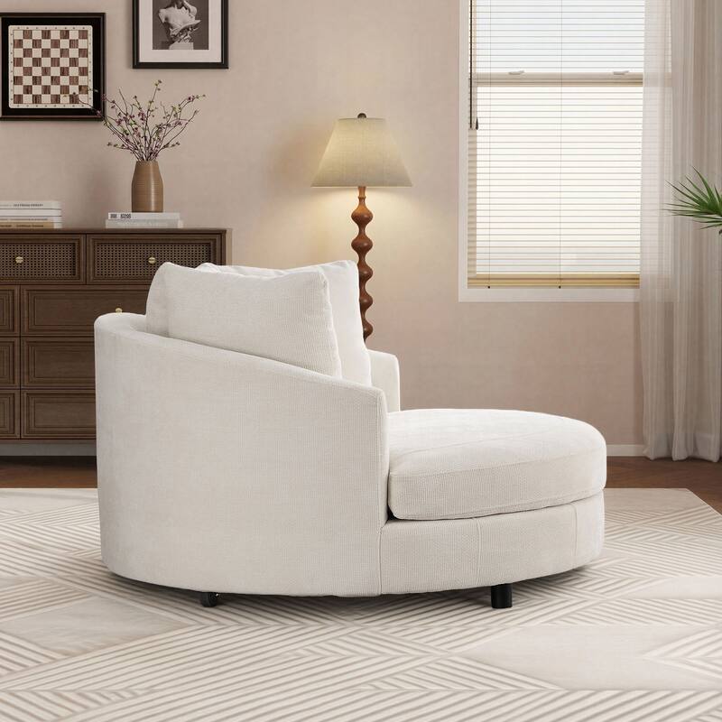 59.8''W Modern Oversized Sofa Chair, Round Accent Barrel Chair With 5 Pillows