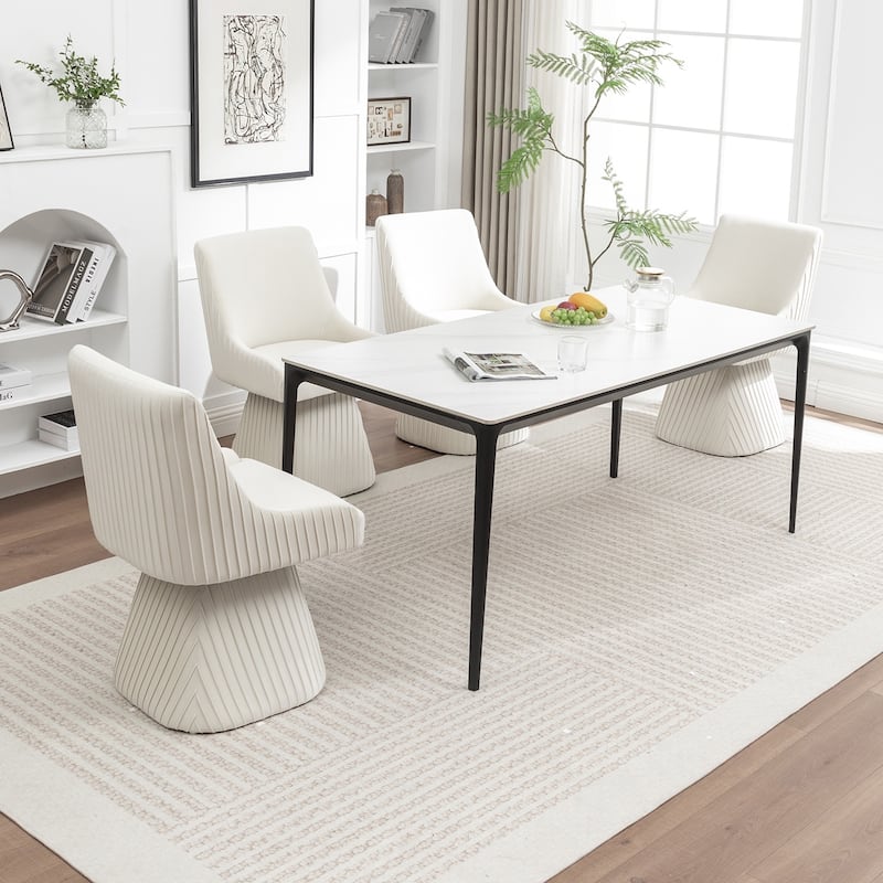 SEYNAR Modern Velvet 360 Degree Swivel Armless Dining chair Set of 4