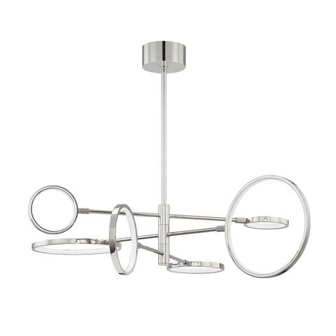 Hudson Valley Saturn 6-Light LED Chandelier with Matte White Glass and Metal Shade
