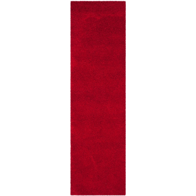 SAFAVIEH Laguna Shag Verdiana Solid Color 2-inch Thick Rug. - 2'3" x 8' Runner - Red - Runner