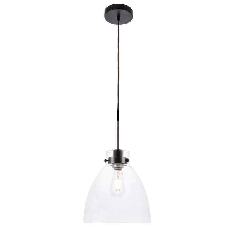 Ingrid 11-Inch Clear 1-Light Pendant - Black - Black
