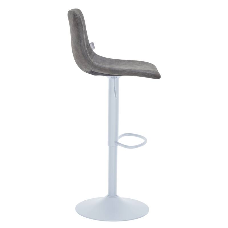 Adjustable Height Bar Stool in Leather Upholstery With White Iron Base Tilbury Collection
