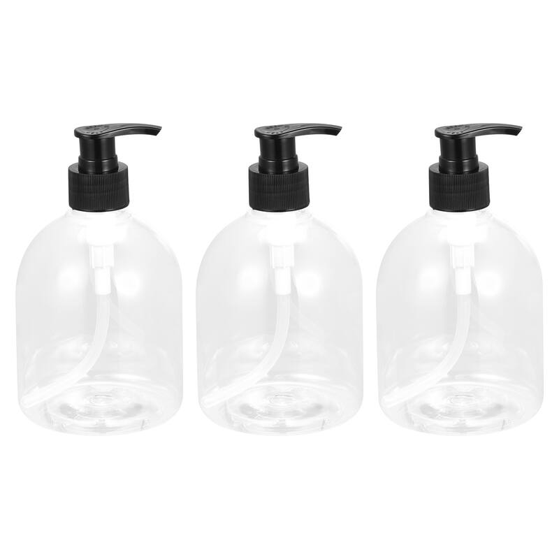 Soap Dispensers Set- 17Oz Plastic Dish Hand Soap Dispenser with Pump for Kitchen Bathroom, 3Pcs Clear - Transparent Black
