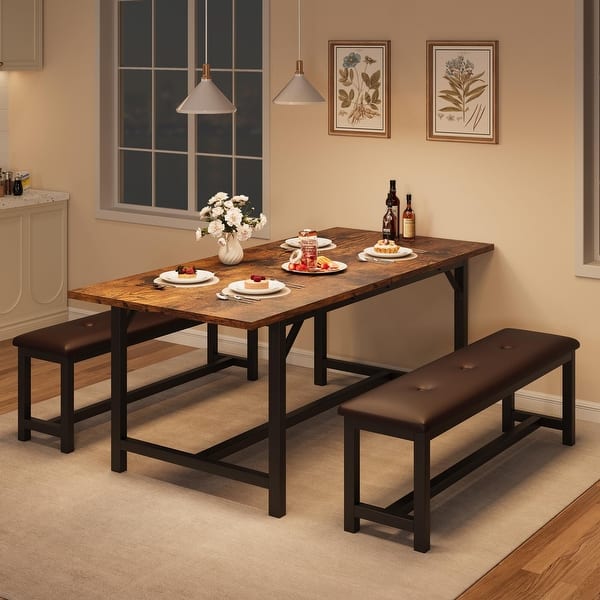 slide 2 of 7, Dining Room Table Set for 4-6,63" Extendable Dining Table Set for 6