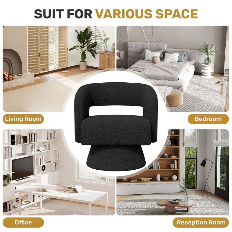 Swivel Accent Chair, Modern Comfy Teddy Barrel Chairs