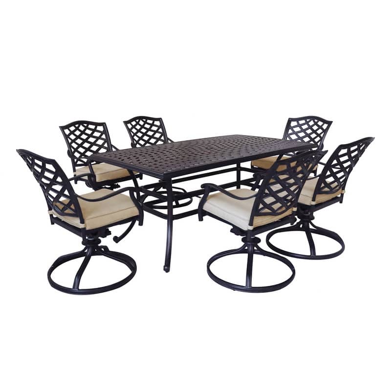 Torino 7-piece Aluminum Dining Set with 6 Swivel Rockers - N/A