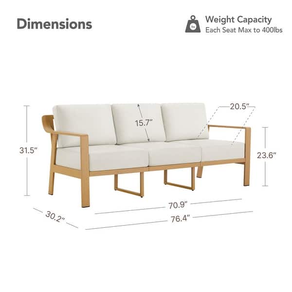 dimension image slide 1 of 15, Spruce & Spring Outdoor Patio Furniture Set Aluminum Sofa Accent Chair