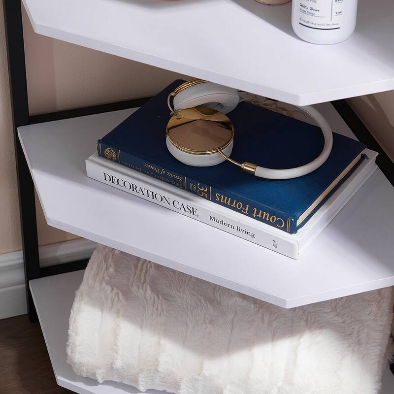 Javlergo Set of 2 Corner Shelf, Freestanding 4-Tier Wood Storage Rack