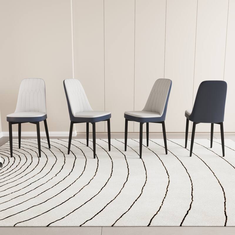 Dining Chairs Set of 4, Faux Leather Upholstered Dining Chairs with Metal Legs for Kitchen/Living Room/Restaurant