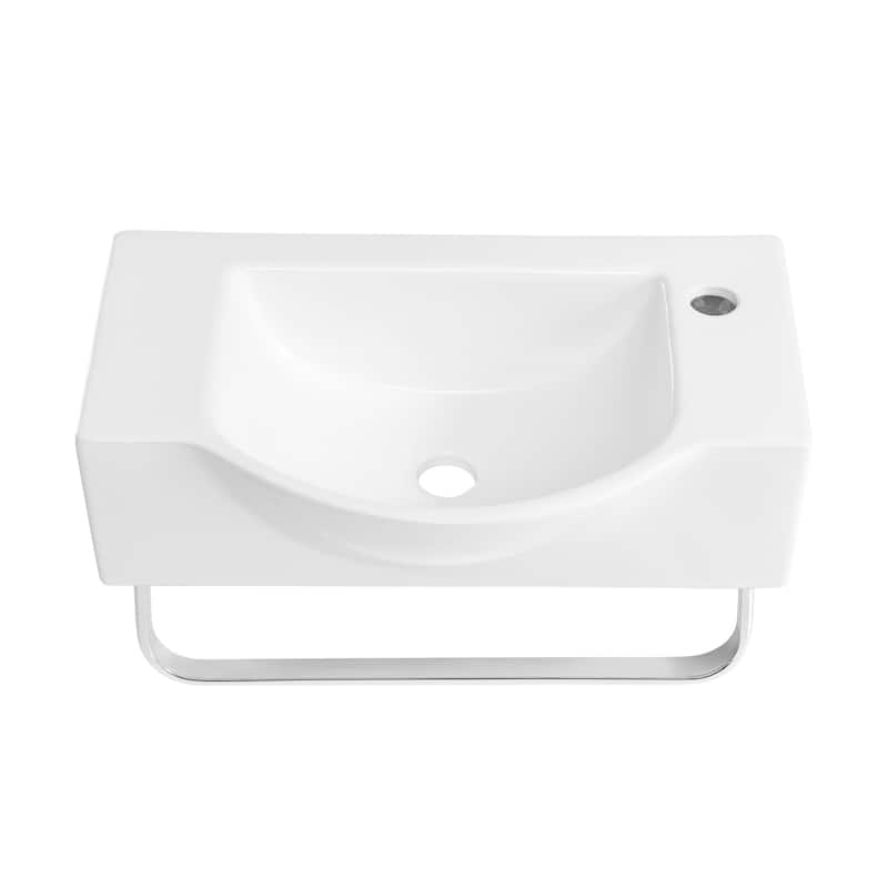 Château 21.5" Right Side Faucet Wall-Mount Bathroom Sink with Chrome Towel Bar
