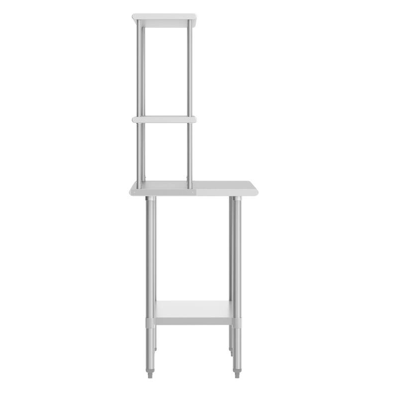 Commercial Stainless Steel Worktable with 2 Overshelves and 1 Undershef
