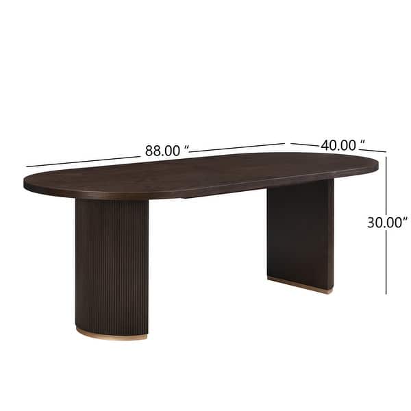dimension image slide 0 of 3, Christopher Knight Home - Eleanor Modern Style Oval Rubberwood Dining Table - 88" W x 40" D x 30" H