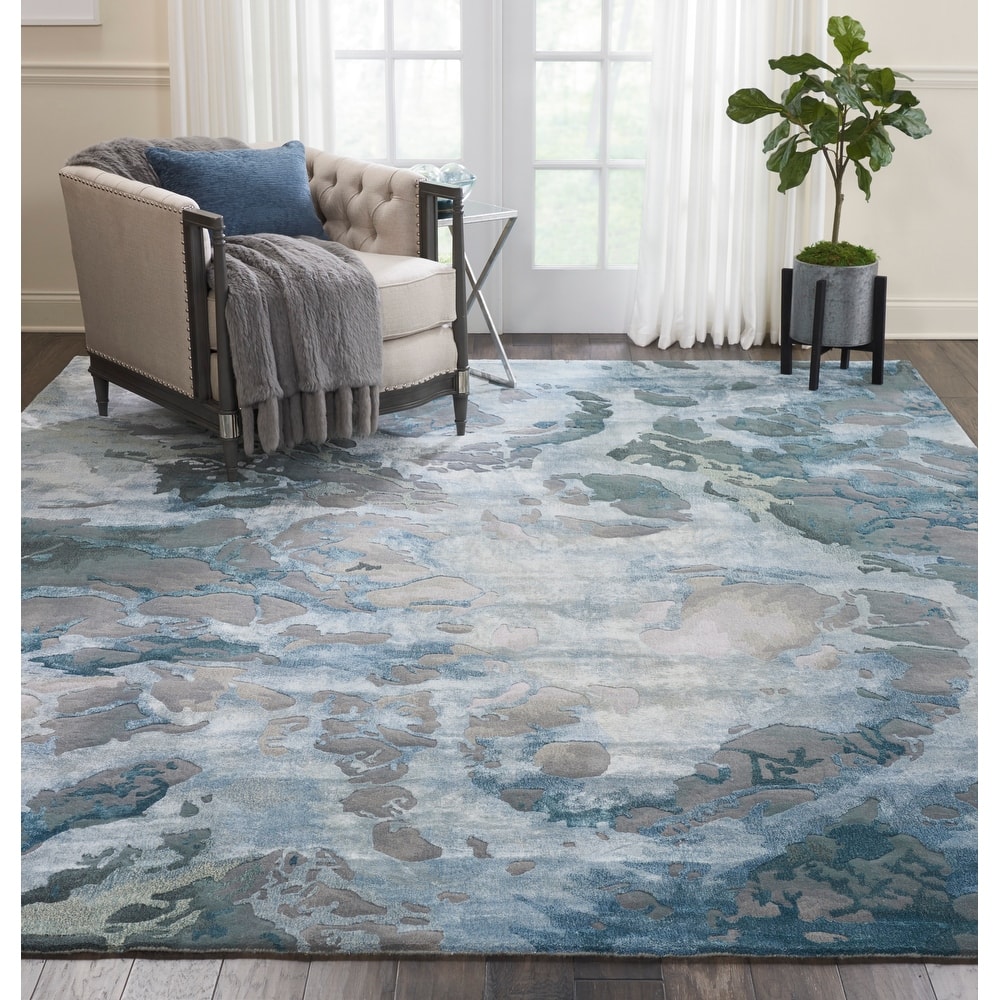 Nourison Hand-tufted Prismatic Abstract Contemporary Blue Grey Area Rug