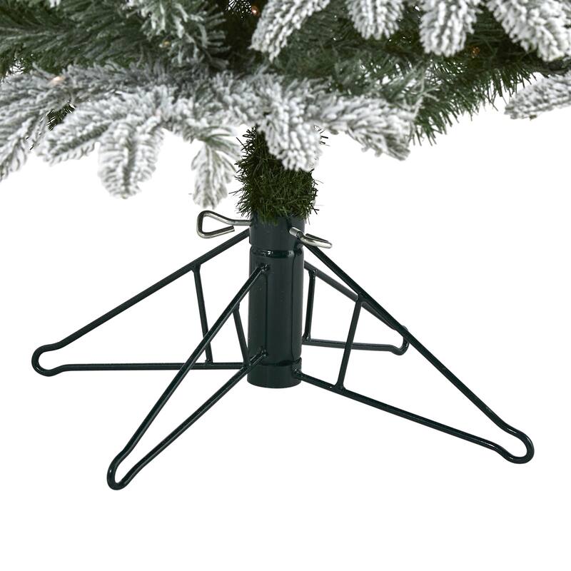 5' Flocked Colorado Mountain Fir Artificial Christmas Tree with 300 Warm White Microdot (Multifunction) LED Lights