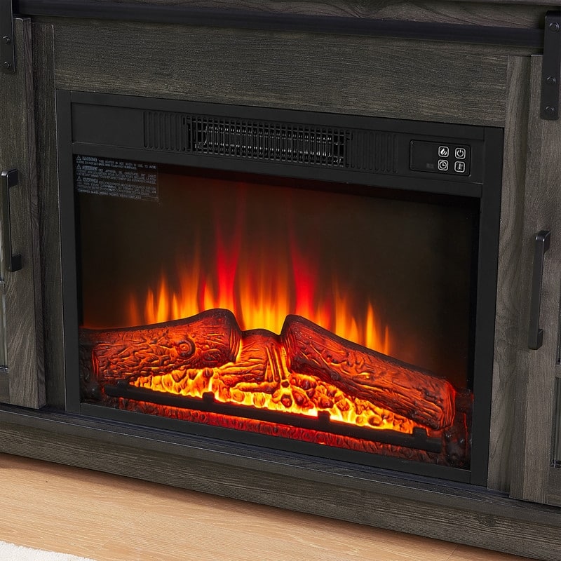 18/23/33 Inch Electric Fireplace Insert Ultra Thin Heater with Set Realistic Flame Touch Remote Control Overheating Protection