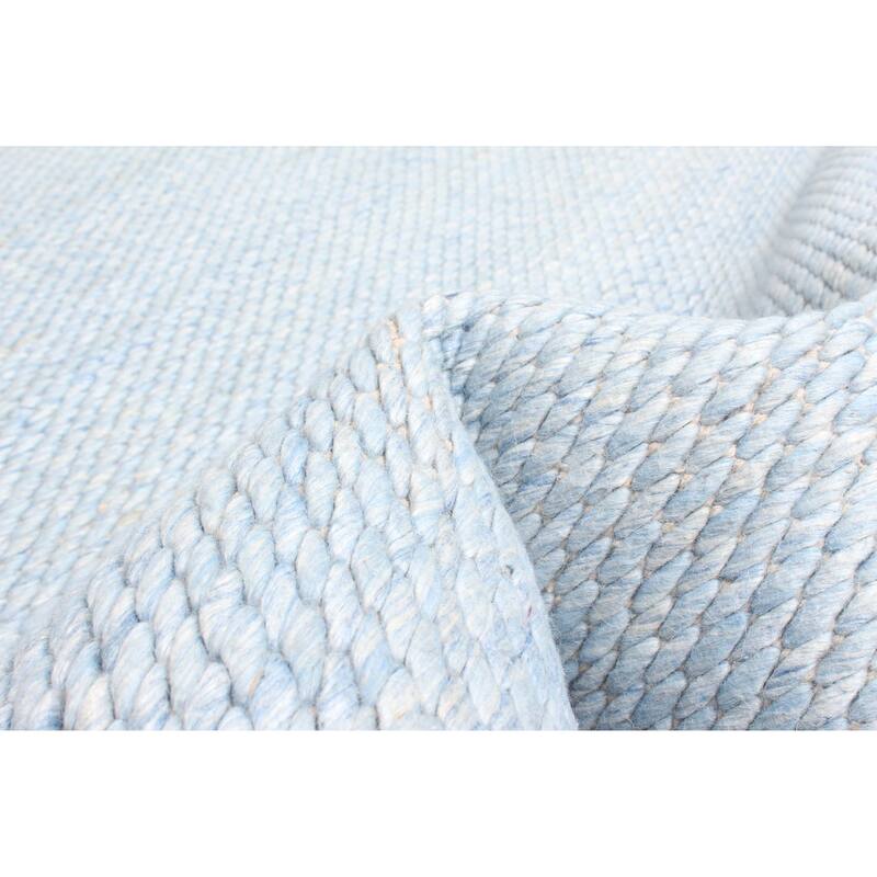 ECARPETGALLERY Braid weave Sienna Sky Blue Wool Rug - 5'0 x 8'0