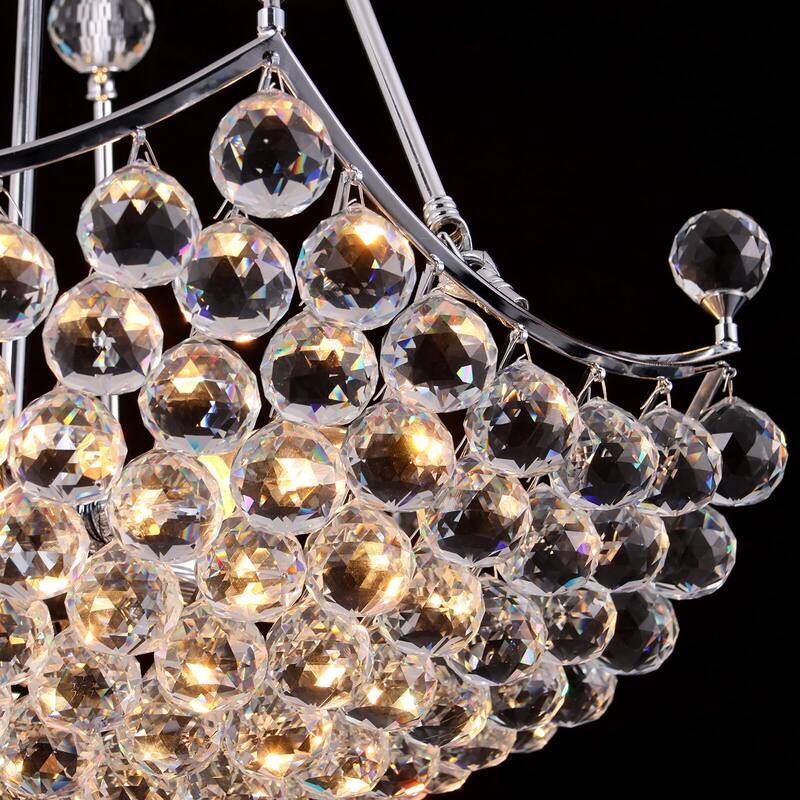 6-Light Glam Cluster Crystal Chandelier For Living Room - Chrome