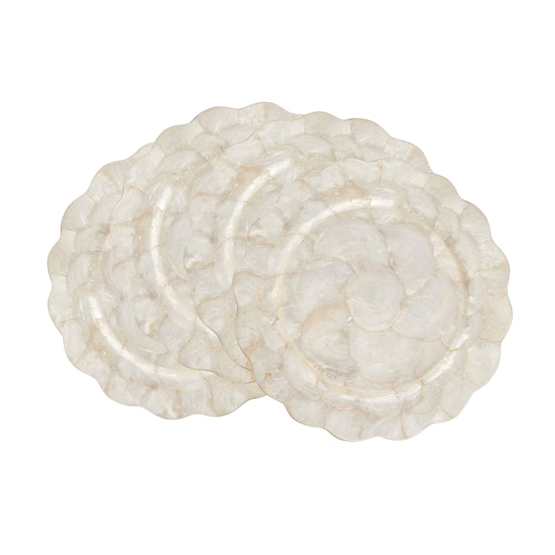 Capiz Shell Scalloped Charger Plates (Set of 4) - Decorative Table Chargers for Dining & Entertaining, 13"