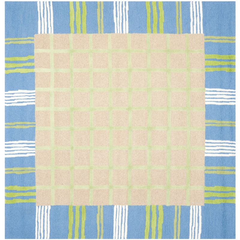 SAFAVIEH Handmade Kids Aleah Wool Rug - 7' Square - Taupe/Blue