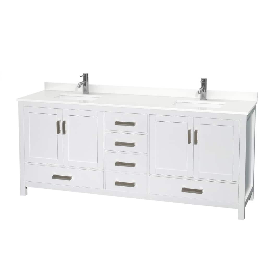 Sheffield 80-inch Double Vanity, Single Hole Quartz Top