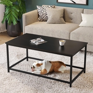 Black Coffee Table Simple Modern Rectangular Center Table Open Space ...