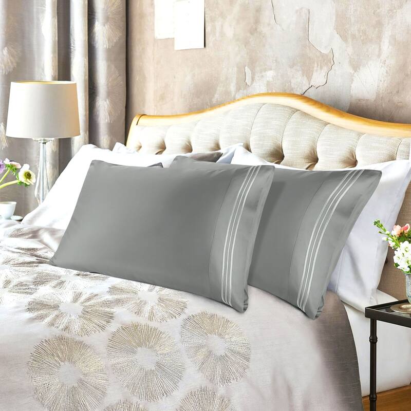 2Pcs Long-Staple Cotton Pillowcases Embroidered Pillow Covers