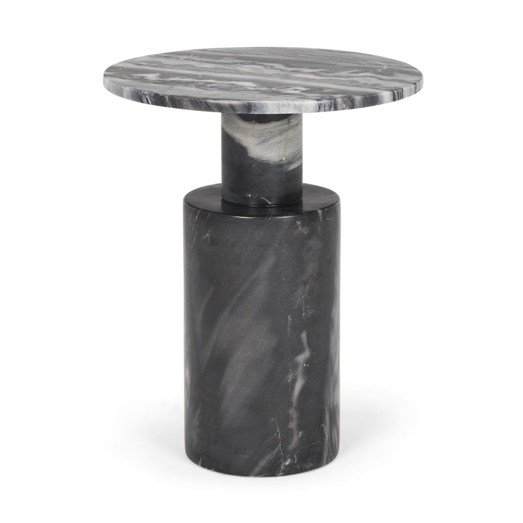Taite Solid Dark Gray Marble Pedestal Accent Table - 16.0L x 16.0W x 20.0H